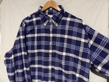 Brooks Brothers Milano Men's Plaid Blue Cotton Shirt XXL USA made