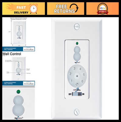 DC Wall Control & Remote for Ceiling Fans, Full Function, White - Easy Install