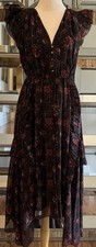 Ulla Johnson Black Floral Metallic Ciel Dress SZ 0 New With Tags Retail $695.
