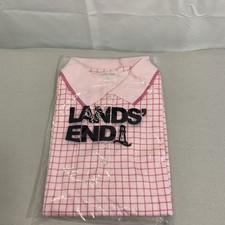Lands' End Supima Cotton Women's Plus SS Polo Shirt 3XL/24W-26W Plaid