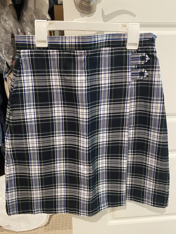 Lands End Uniform Plaid Skirt White/Navy Plaid 12