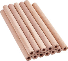 12Pcs 7.9X0.6 Inch Hollow Wood Sticks round Wooden Dowel Rod with 0.3
