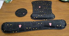 Mouse Pad Three-piece Black Cats Mouse Mat Drink Coaster New