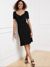 ⭐NWT- TALBOTS- Women's 12 Black Puff Sleeve Crepe Knit Dress