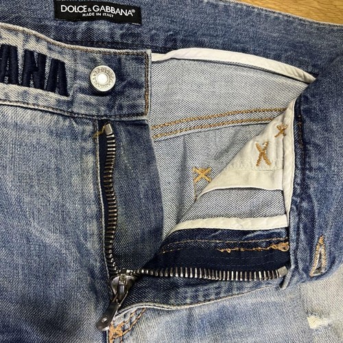 Dolce & Gabbana Men Destroy Denim Peace Mark Crash Denim Pants 52 Indigo Blue - Picture 15 of 24