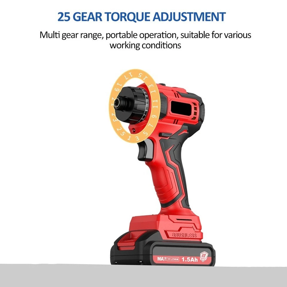 21V 50Nm Brushless Lithium Electric Screwdriver Torque Adjustable 2 Speed Contro - Image 2 of 4