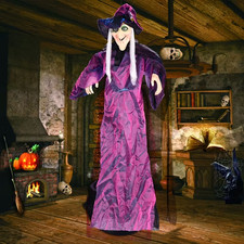 71" Halloween Hanging Decorations Talking Animated Witch Glow Eyes Creep Prop