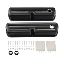 Black Tall Aluminum Valve Covers W Hole For Ford Sbf 289 302 351w 5.0l 62-85 Black Tall Aluminum Valve Covers W Hole For Ford Sbf 289 302 351w 5.0l 62-85