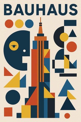 Bauhaus Geometric Modernist Design Art Deco Inspired Poster Print 24x36
