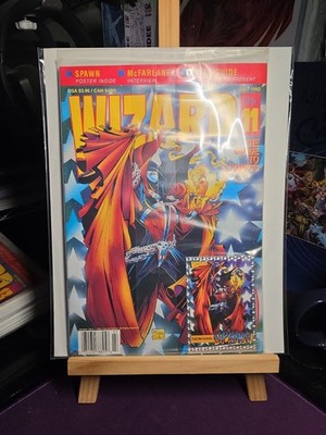 WIZARD 11 NEWSSTAND SPAWN COVER & CARD & POSTER TODD MCFARLANE POLYBAGGED 1992  