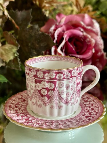 Copeland Victorian Primrose Pink Demitasse Cup & Saucer & Spode Teacup & Saucer - Picture 13 of 24