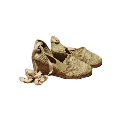 Au Naturel Women's Beige Tie Up Espadrille size 9