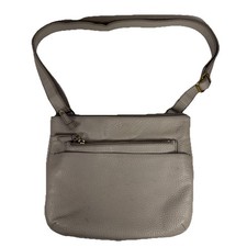 Fossil Gray Pebbled Crossbody Bag Zip Top Purse Adjustable Strap