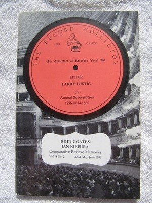 RECORD COLLECTOR Magazine 1993 Vol 38 No. 2 John Coates JAN KIEPURA Discography