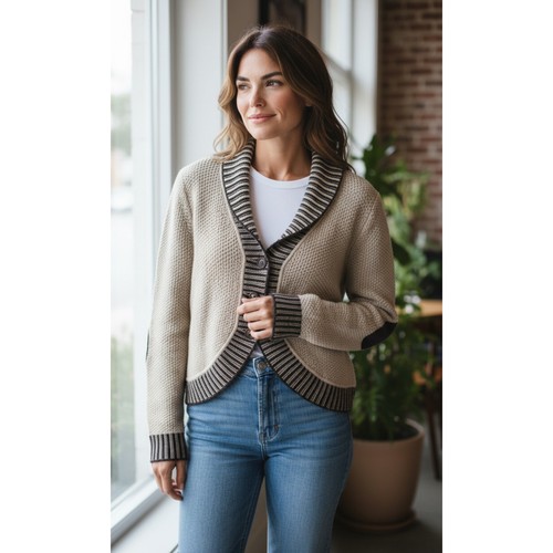 Weekend Max Mara, Vintage Weekend MaxMara Banshee Virgin Wool Blend Cardigan Beige Size Small
