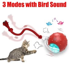 Interactive Cat Toy Ball Motion Activated Rolling Toy with Tail Bird Sound