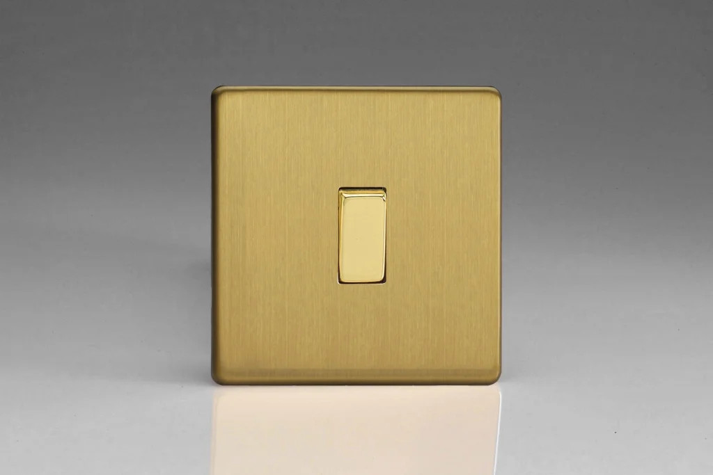 Switch Brass Light 10A 2-Way Screwless Brushed Varilight XDB1S