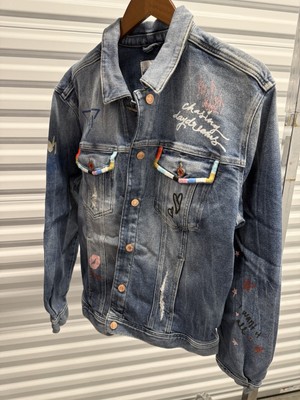 New Women s Guess Los Angeles Denim Jacket Large  labels cut off