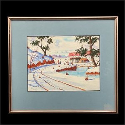 #ad Navajo Artist Robert Draper Signed Original Reservation Landscape Watercolor $127.60