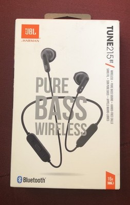 JBL Pure Bass Wireless Tune 215 Bluetooth Ear Headphones - Black