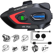 Motorcycle Helmet Headset, 2-Way 2 Riders Helmet Intercom, Music Sharing, Wat...
