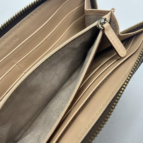 MICHAEL KORS Jet Set Viaje Grande Cremallera Alrededor Cartera Marrón Firma - Imagen 10 de 10
