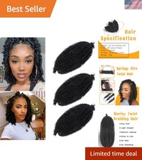Marley Twist Braiding Hair 10 inch Black 3 Packs Pre Separated Springy Afro T...