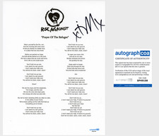 Tim Mcilrath 'Rise Against' Band Signed Lyric Sheet 'Prayer Of The Refugee' ACOA