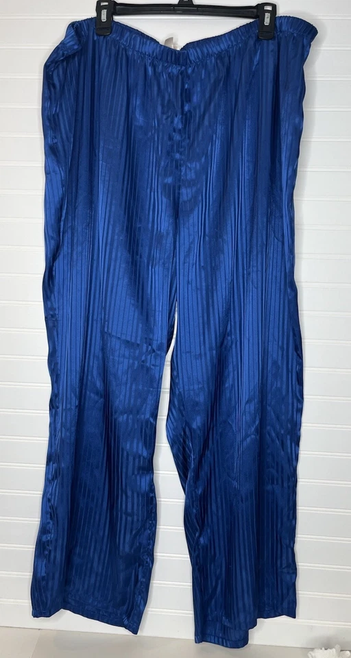 CACIQUE Pijama Mujer-Talla 26-28 Azul Satinado Rayas Manga Larga Con Pantalón Foto 4 de 4
