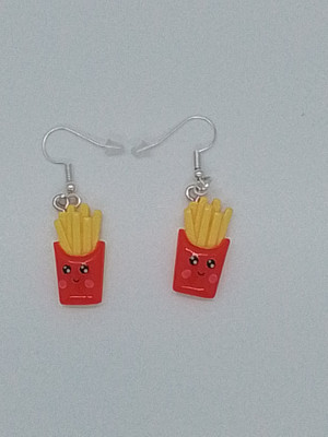 Zwei Paar Neuheit Chips in Box Ohrringe Pommes Frites Ohrringe