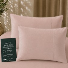 100 Egyptian Cotton Pillow Cases King Size - 2 Pcs, 400 Thread Count Egyptian
