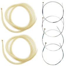 4/4 Violin Strings Set with Nickel Ball End 2 Bow Hair Replacements, Profes...