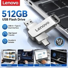 LENOVO 512GB USB 3.2 OTG Flash Drive USB-C Type-C Metal Memory Stick for PC Phon