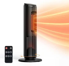 25 inch Tower Space Heater with Thermostat, 2 Modes, 1-12H Timer, 60°Oscillating