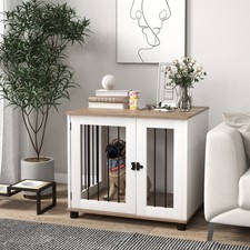 Dog Kennel Furniture Side End Table Indoor with Lockable Door
