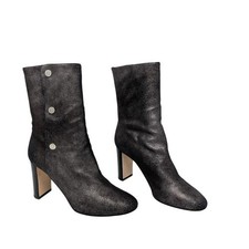 Jimmy Choo Dayno 85 Glitter Suede Ankle Boots Black IT 37.5 US 7.5 Evening