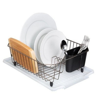 Large Clear Plastic Dish Drying Rack Drain Board Sink Countertop Drainer Tray