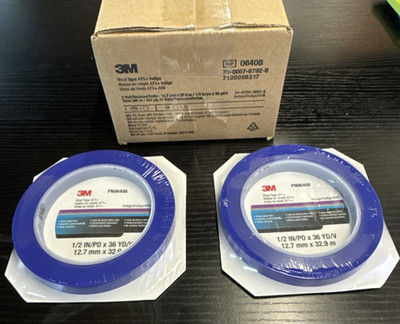 LOT OF 2 ROLLS ~  3M PN06408 Indigo Blue Vinyl Paint Tape 471 +  1/2'' x 36 Yds