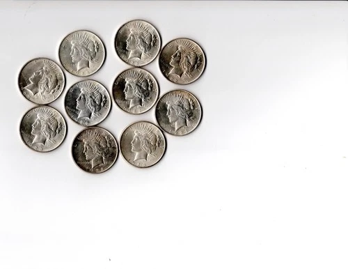 10-coin peace dollar lot all AU