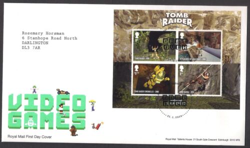 GB 2020 Video Games Tomb Raider Lara Croft First Day Cover FDC Sheffield SHS - Afbeelding 1 van 1