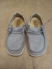 Hey Dude Wendy Youth Size Y1-L2 Shoes Linen Gray Loafers Slip On HeyDude