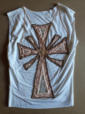 Women's Gaetano Navarra Embroidered Decor Stretch Cotton Vest XS