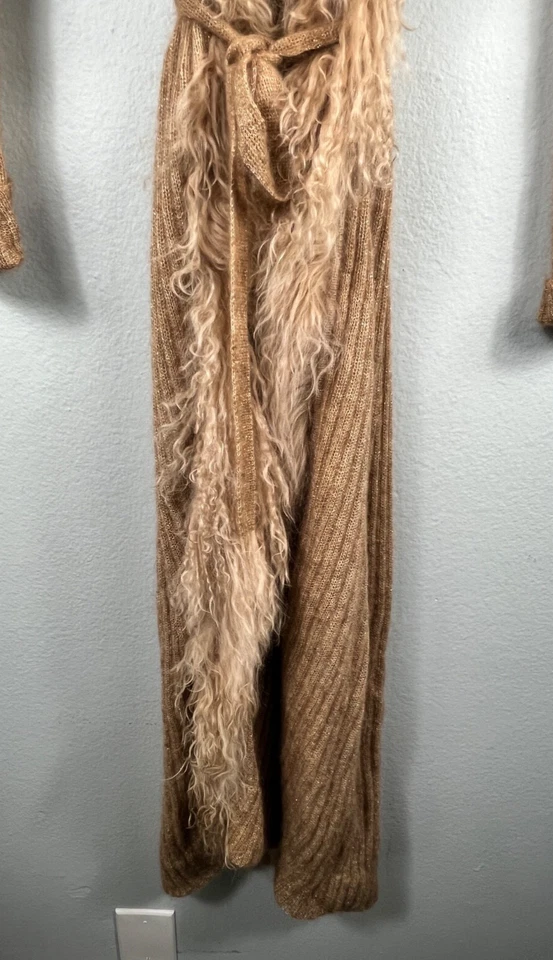 Maxi Plumero Cárdigan Largo de Lana Mohair de Lujo Colección Guess Suéter con Cinturón S Foto 3 de 4