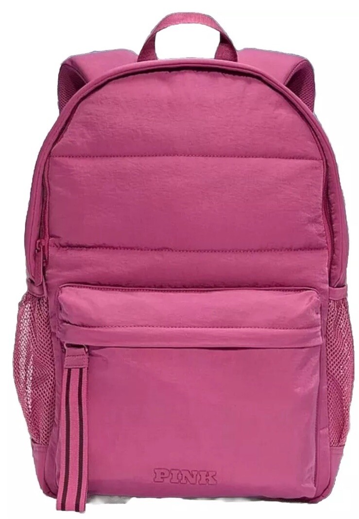 Victorias Secret Pink Backpack Quilted Puffer Bookbag Tote