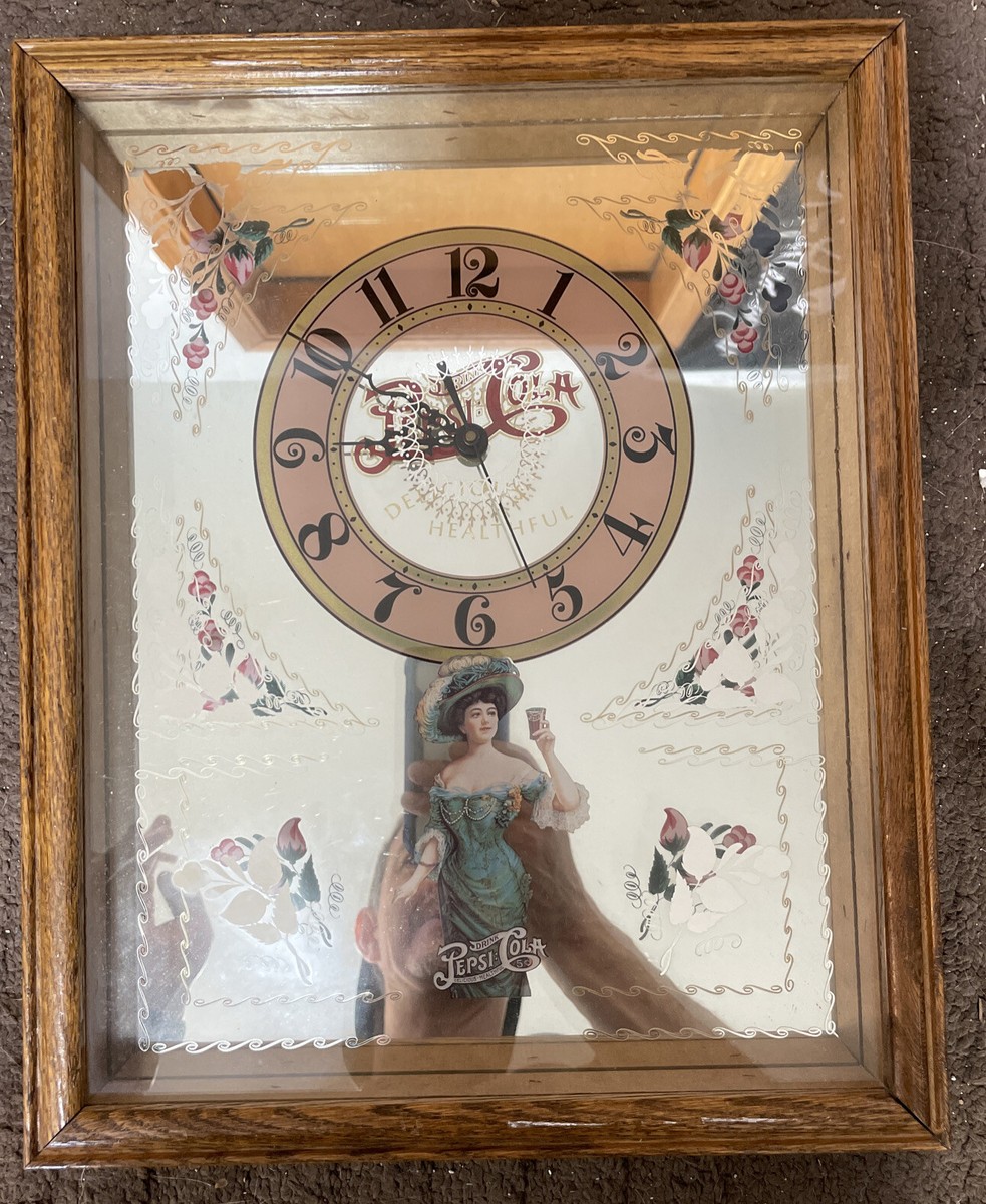 RARE PEPSI COLA Pub Mirror Clock 3D Affect three layers of glass