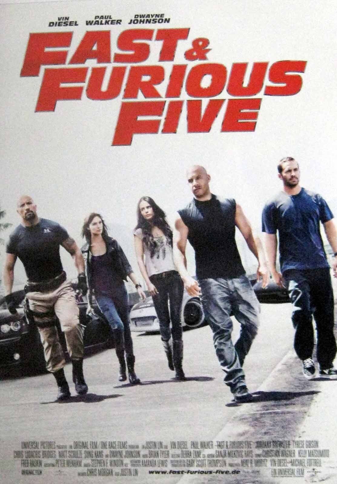 Image of Fast + Furious Five - Paul Walker - Vin Diesel - Filmposter 37x53cm gerollt