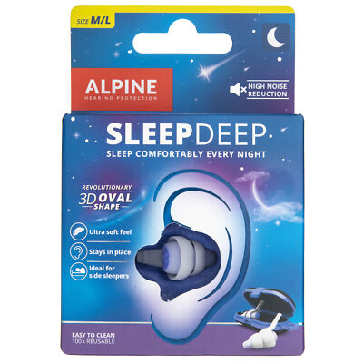 Alpine SleepDeep Ohrstöpsel zum Schlafen 27dB 3D-Ovalform Größe M/L