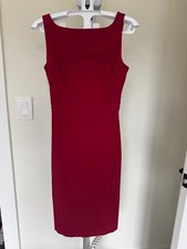 Express Red Bodycon Stretch Dress Size 1/2 Sleeveless Knee Length Work to Date
