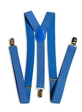 MOTIF SUSPENDERS for Men and Women Y-shape 1.4 Inch -3 Metal Clips, Blue