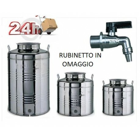 CONTENITORE BIDONE FUSTO PER OLIO IN ACCIAIO INOX 15 30 50 LITRI MADE - Foto 3